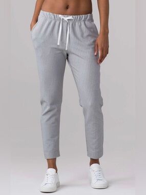 grey herringbone Lululemon Jet Crop Slim pull-on trousers